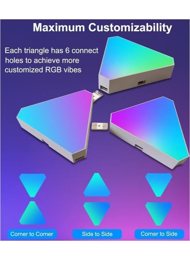 WALALLA Triangle LED Light Panels Triangle Lights with 6 Connection Ports Real RGBIC Gaming Lights for Gaming Setup Smart Wall Lights for Bedroom App Control Music Sync for Gaming Room Streaming 6 Pack - Image 4